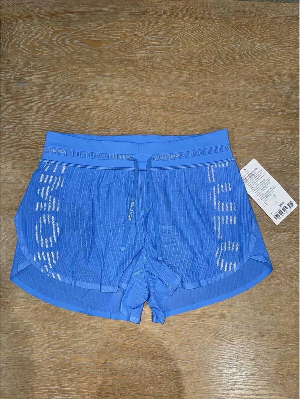 Lululemon Fast and Free Airflow Mid-Rise Running Short 3” SIZE 8 Pool Party NWT